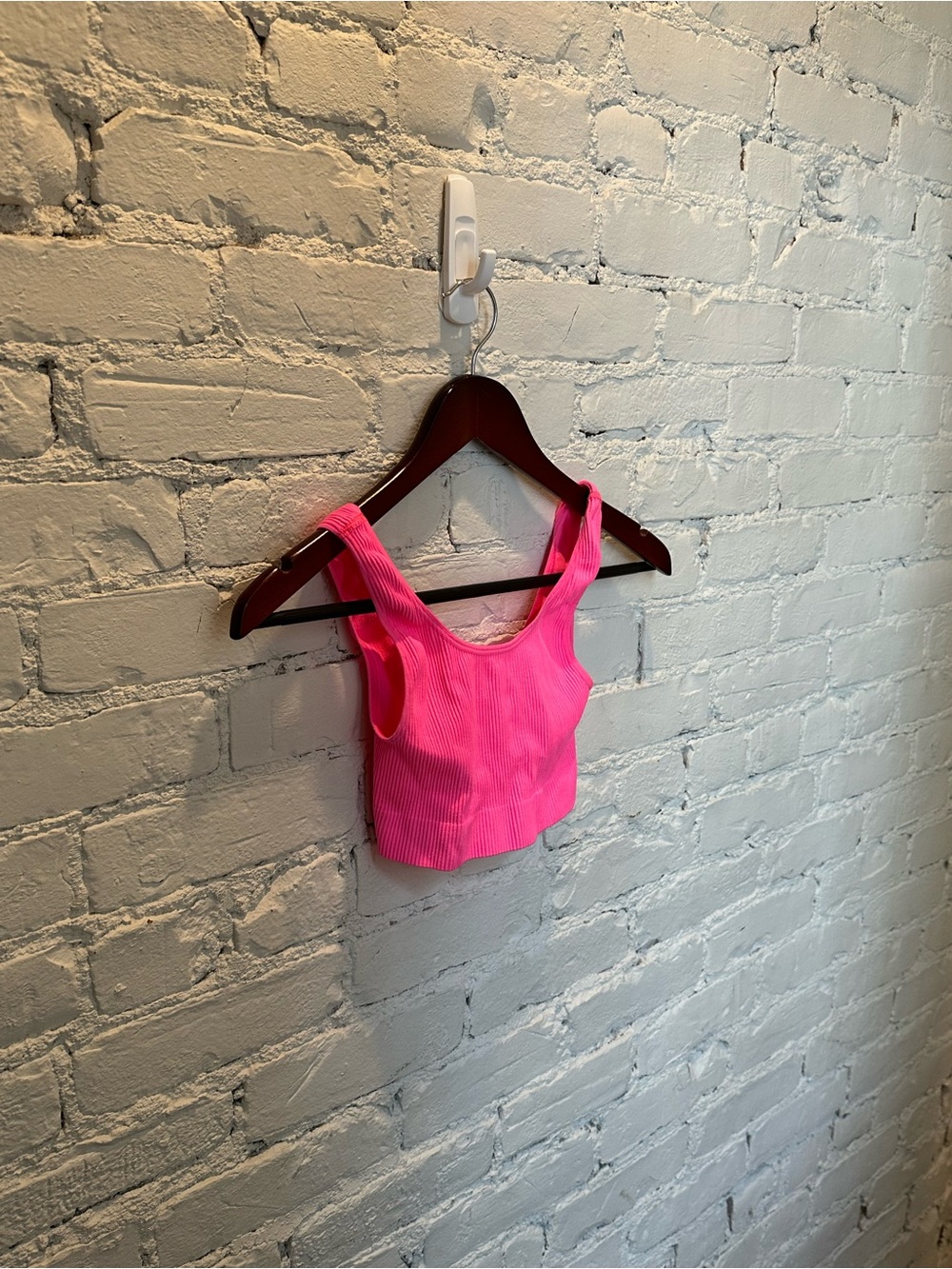 Sunday Best Bright Hot Pink Ribbed Crop Tank Top
